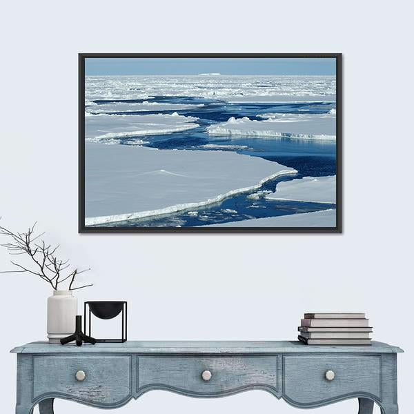 Antarctic Pack Ice Canvas Wall Art-1 Piece-Floating Frame-24" x 16"-Tiaracle