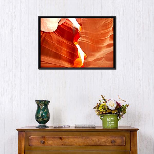 Antelop Canyon In Arizona Canvas Wall Art-1 Piece-Floating Frame-24" x 16"-Tiaracle