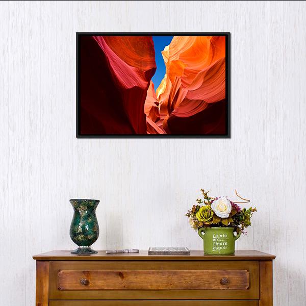 Antelope Canyon Arizona Canvas Wall Art-1 Piece-Floating Frame-24" x 16"-Tiaracle