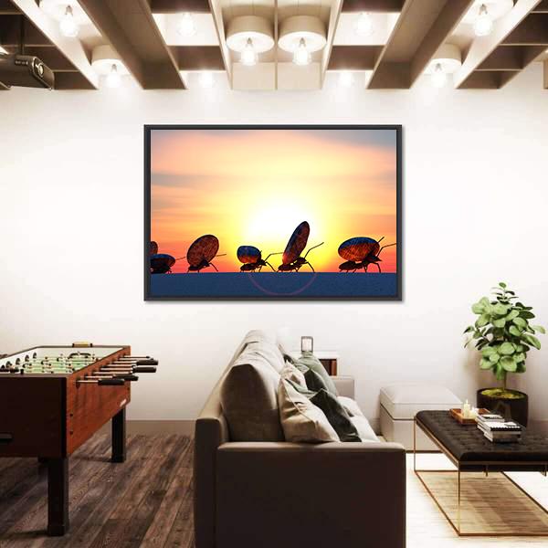 Ants Moving Stones Canvas Wall Art-3 Horizontal-Gallery Wrap-25" x 16"-Tiaracle