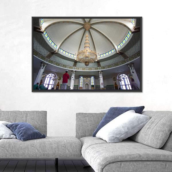 Ar Rahmah Mosque Jeddah Canvas Wall Art-1 Piece-Floating Frame-24" x 16"-Tiaracle