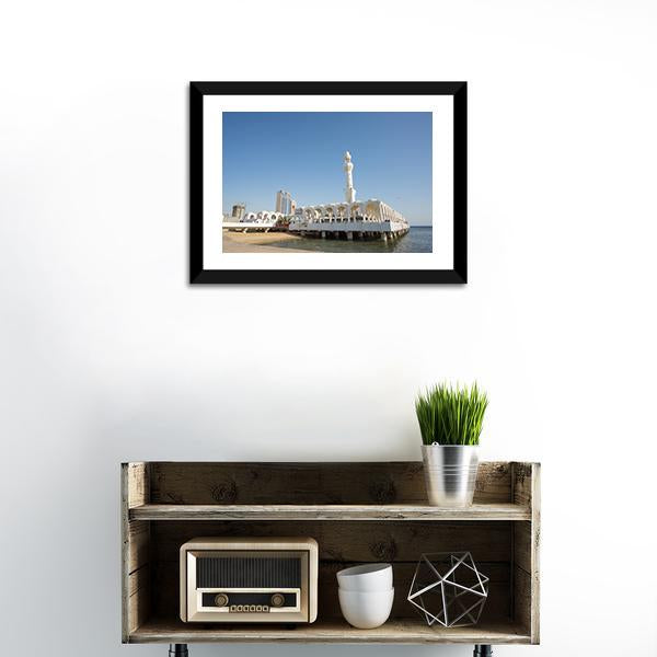 Ar Rahmah Mosque Jeddah Canvas Wall Art-1 Piece-Framed Print-20" x 16"-Tiaracle