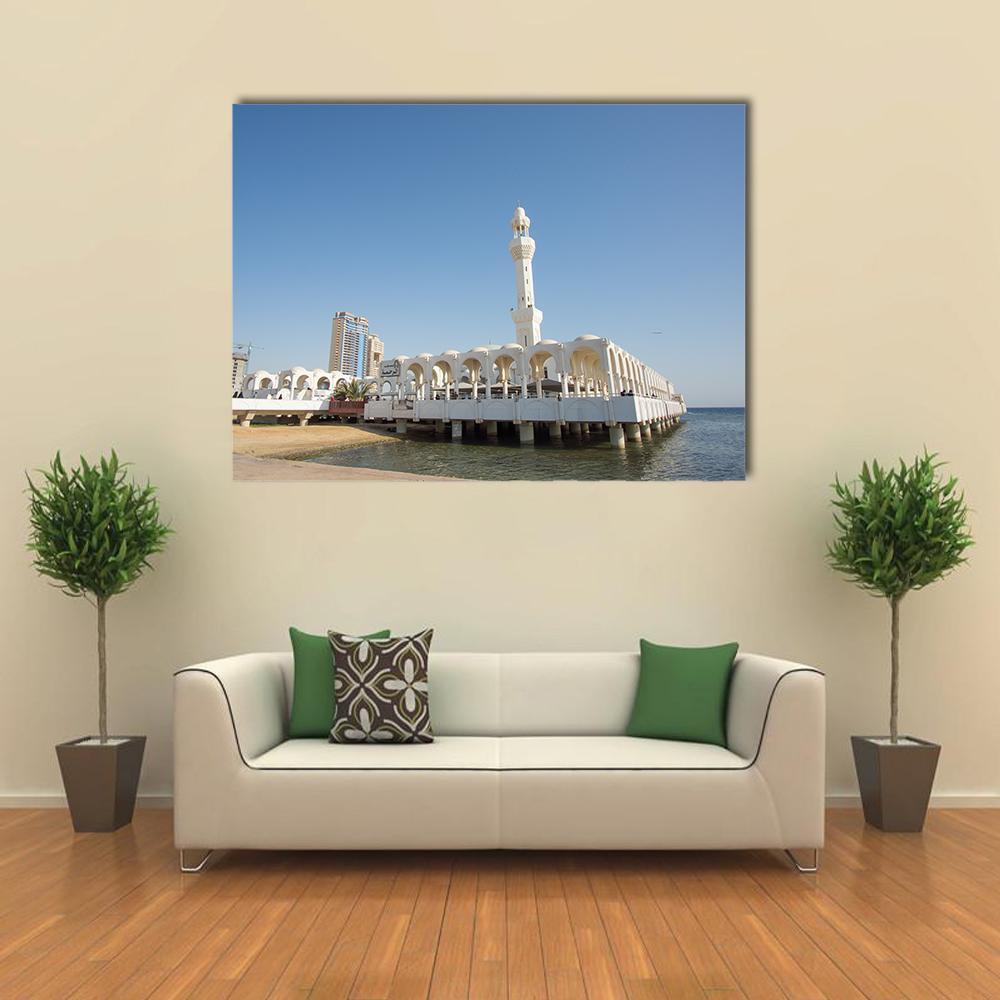 Ar Rahmah Mosque Jeddah Canvas Wall Art-1 Piece-Gallery Wrap-48" x 32"-Tiaracle