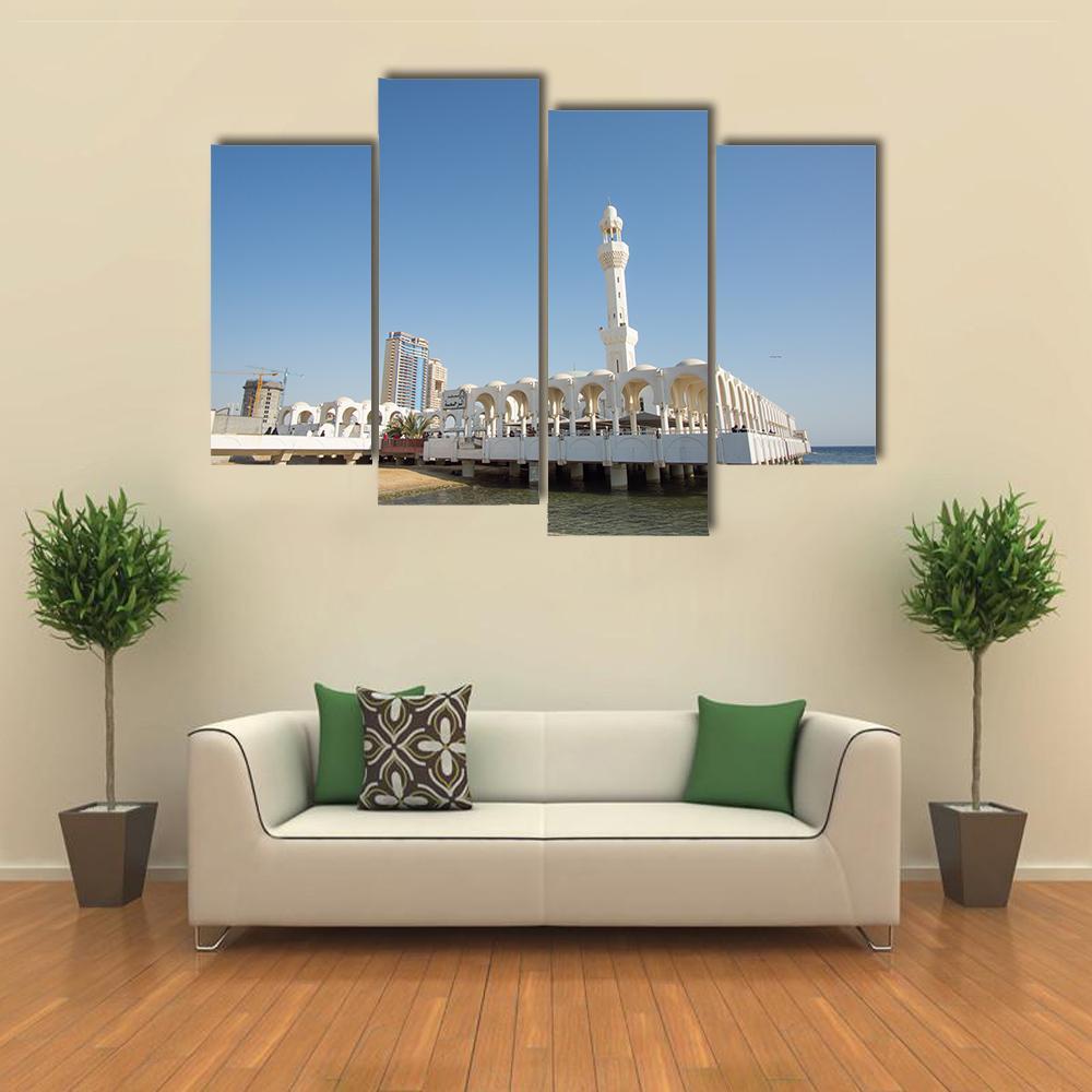 Ar Rahmah Mosque Jeddah Canvas Wall Art-4 Pop-Gallery Wrap-50" x 32"-Tiaracle