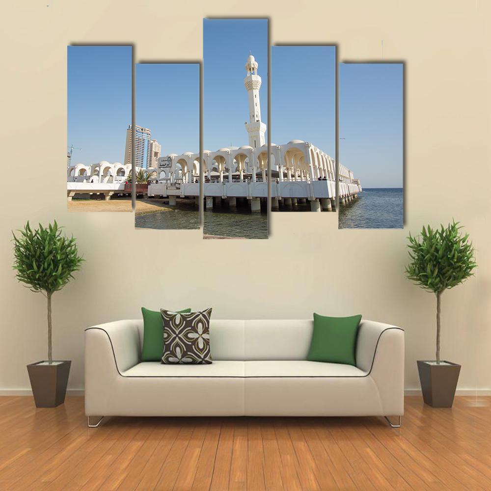 Ar Rahmah Mosque Jeddah Canvas Wall Art-5 Pop-Gallery Wrap-47" x 32"-Tiaracle