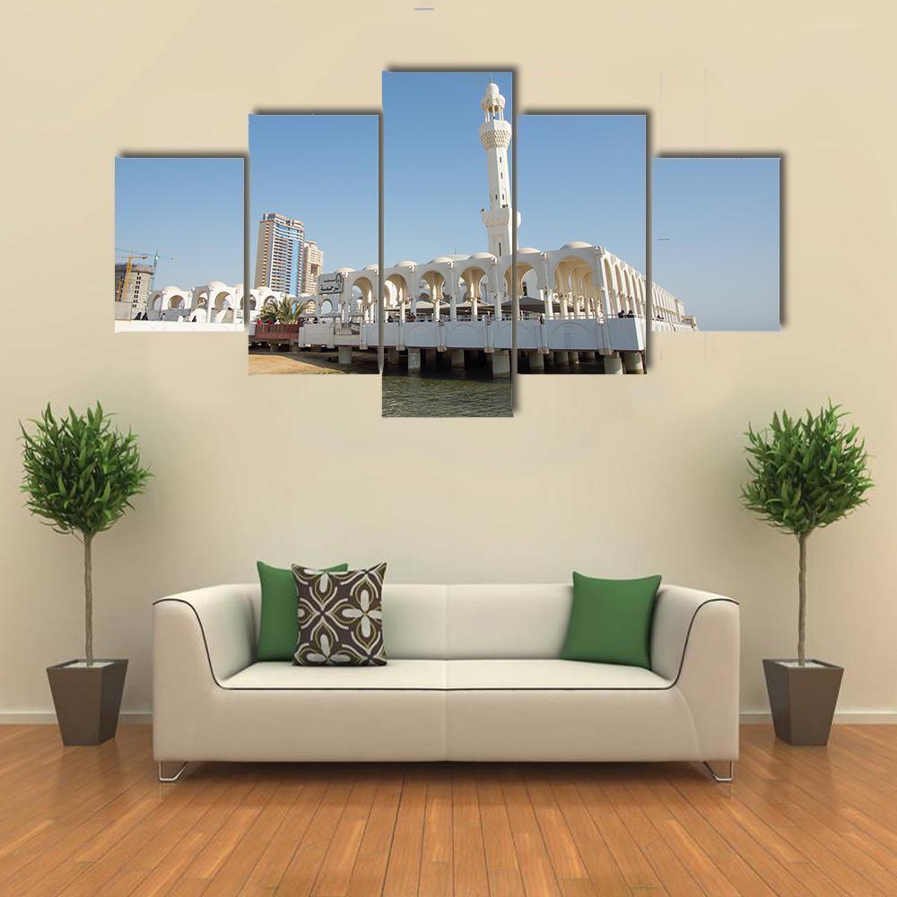 Ar Rahmah Mosque Jeddah Canvas Wall Art-5 Star-Gallery Wrap-62" x 32"-Tiaracle