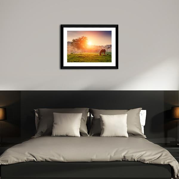 Horse Grazing On Pasture Canvas Wall Art-3 Horizontal-Gallery Wrap-25" x 16"-Tiaracle