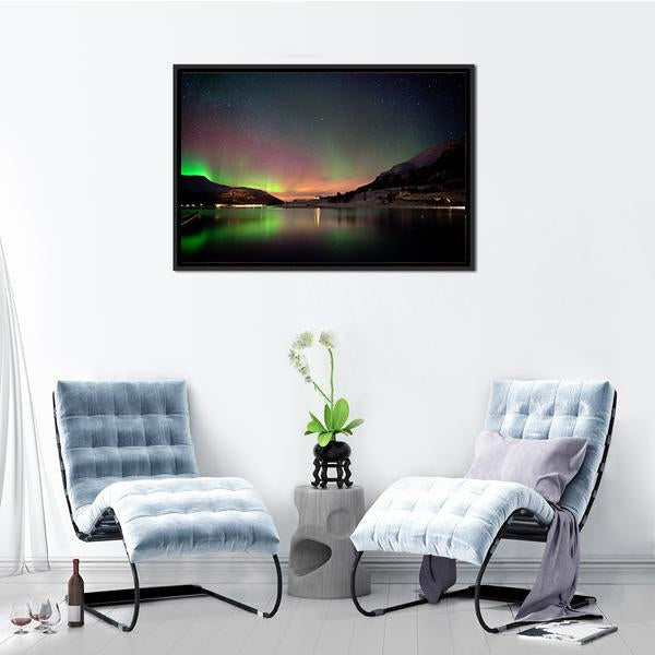 Arctic Night Aurora Borealis Canvas Wall Art-3 Horizontal-Gallery Wrap-25" x 16"-Tiaracle