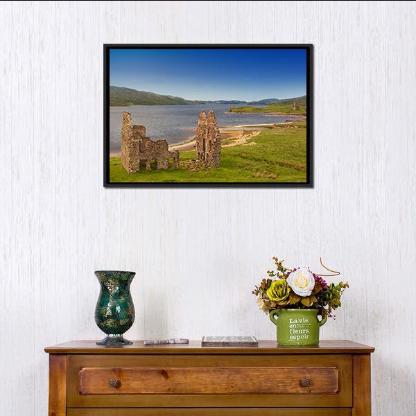 Ardvreck Castle Canvas Wall Art-1 Piece-Floating Frame-24" x 16"-Tiaracle
