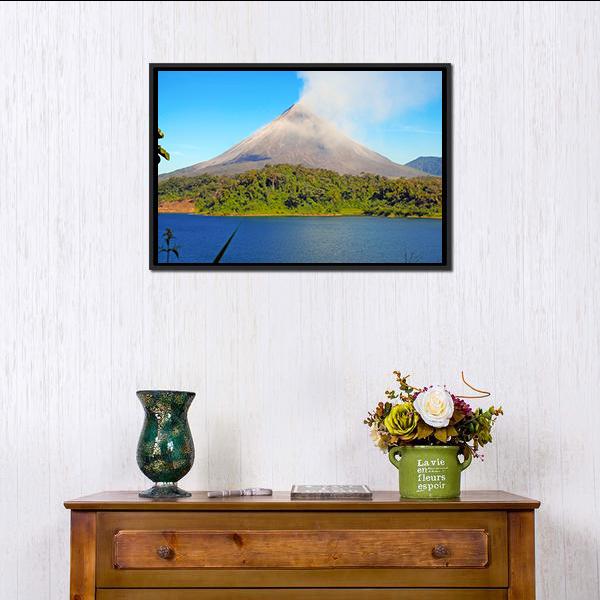 Arenal Volcano In Costa Rica Canvas Wall Art-1 Piece-Floating Frame-24" x 16"-Tiaracle