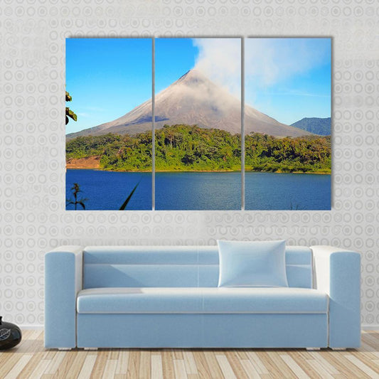 Arenal Volcano In Costa Rica Canvas Wall Art-3 Horizontal-Gallery Wrap-37" x 24"-Tiaracle