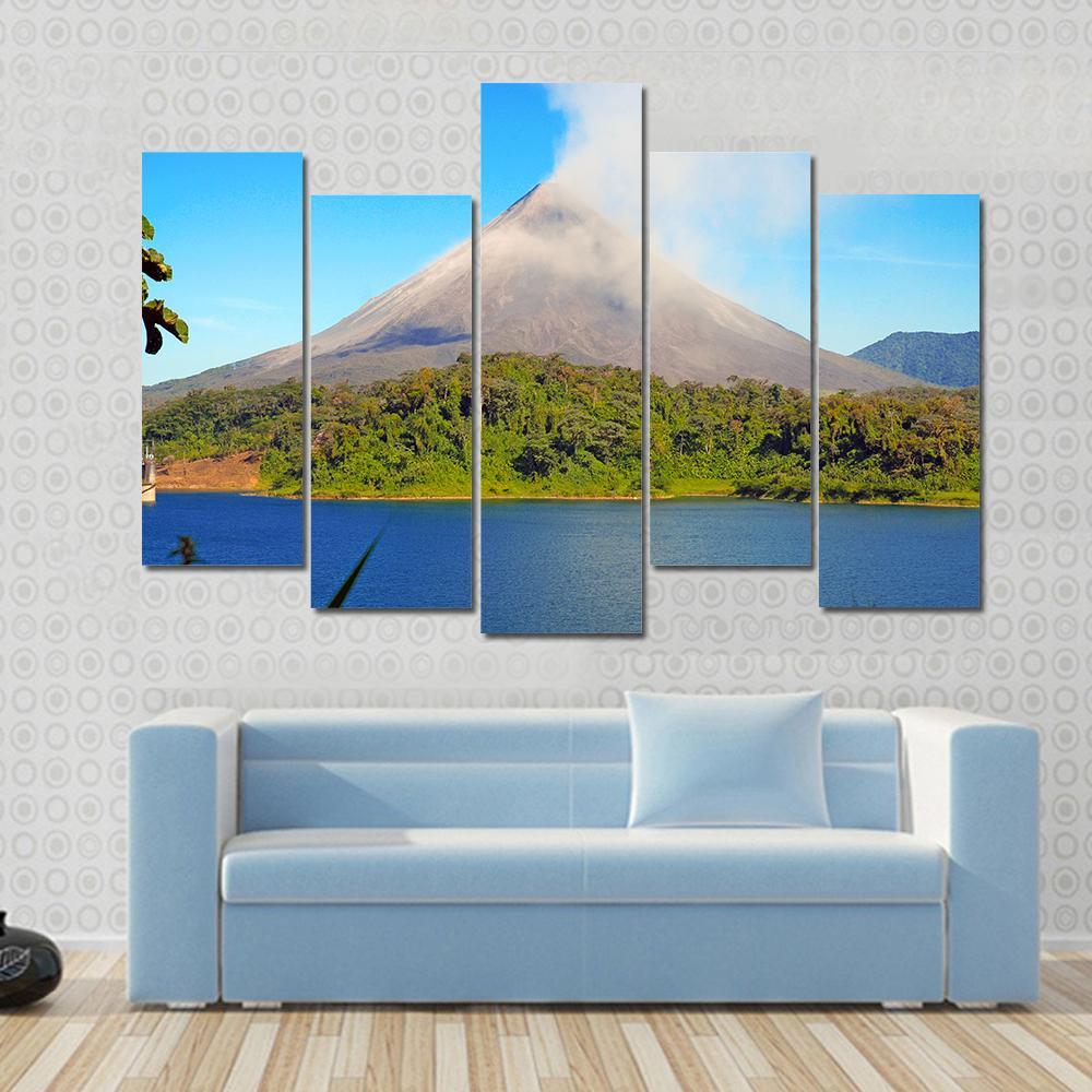 Arenal Volcano In Costa Rica Canvas Wall Art-5 Pop-Gallery Wrap-47" x 32"-Tiaracle