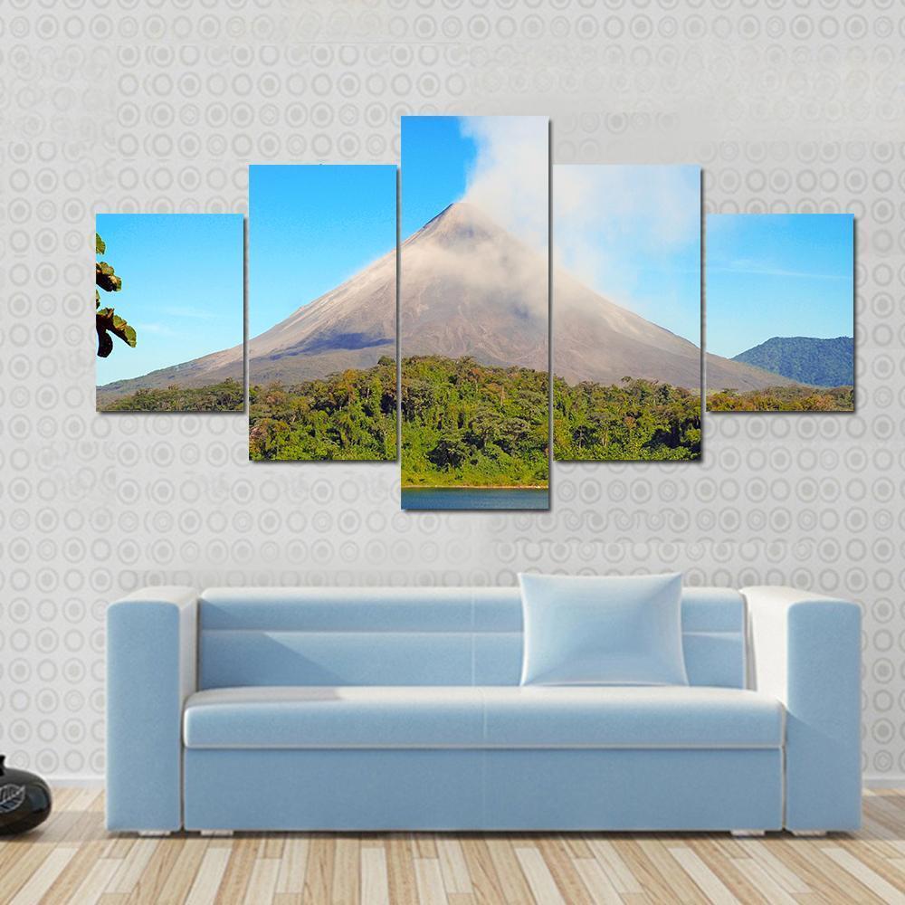 Arenal Volcano In Costa Rica Canvas Wall Art-5 Star-Gallery Wrap-62" x 32"-Tiaracle