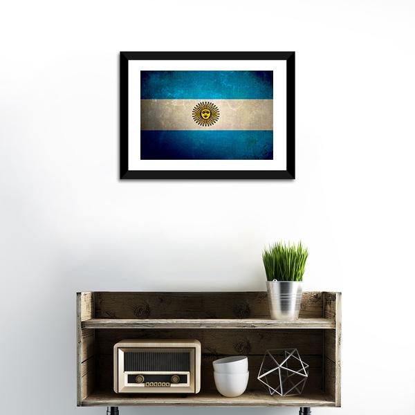 Argentina Flag Grunge Texture Canvas Wall Art-1 Piece-Framed Print-20" x 16"-Tiaracle
