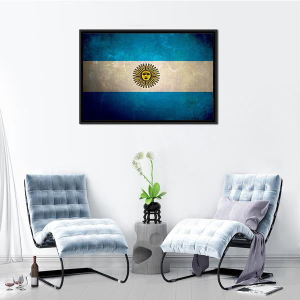 Argentina Flag Grunge Texture Canvas Wall Art-3 Horizontal-Gallery Wrap-25" x 16"-Tiaracle