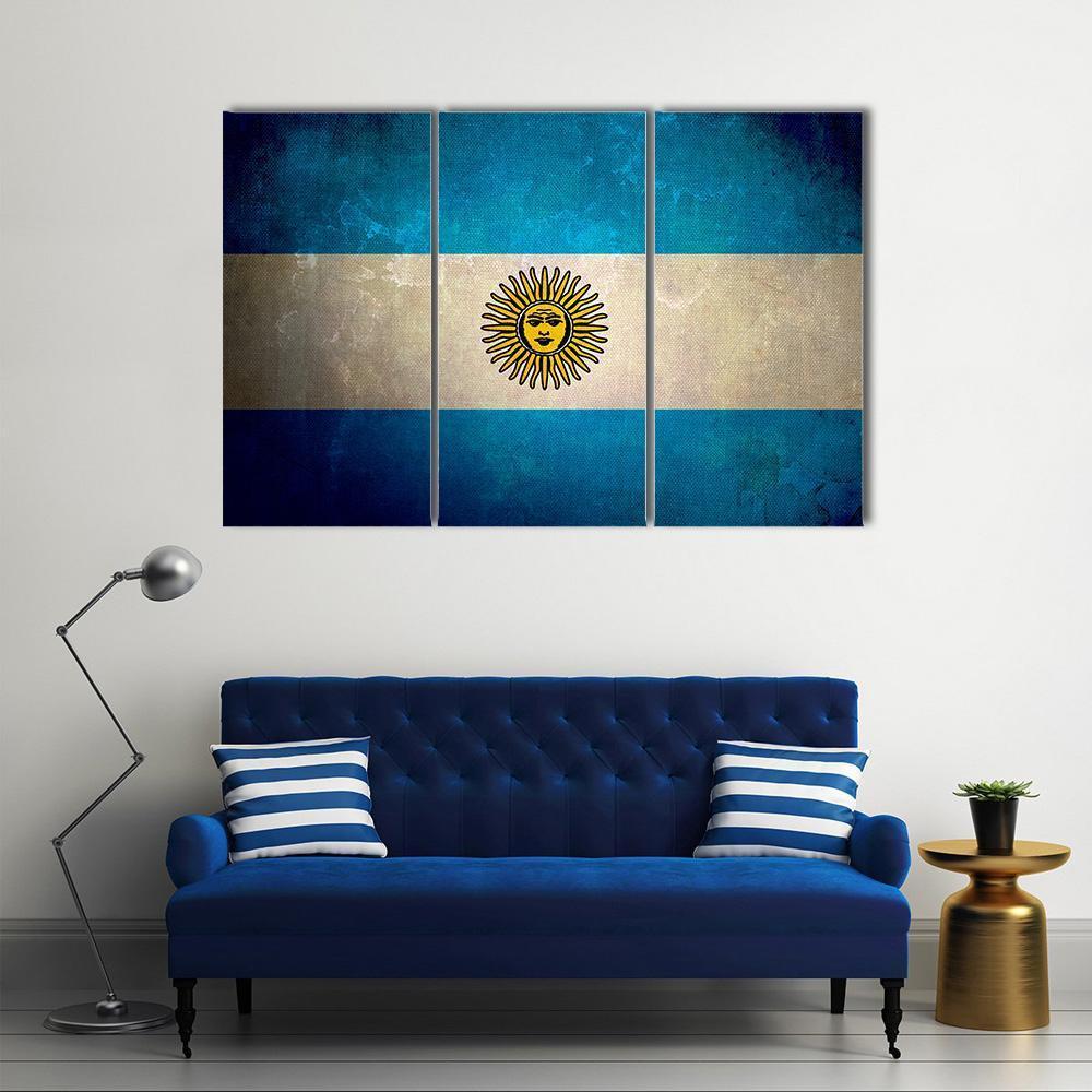 Argentina Flag Grunge Texture Canvas Wall Art-3 Horizontal-Gallery Wrap-37" x 24"-Tiaracle
