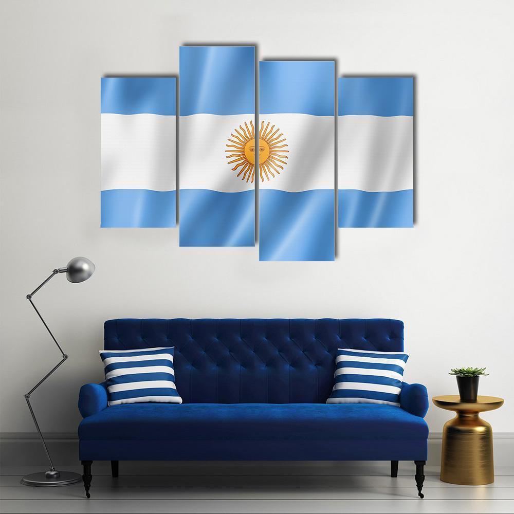 Waving Argentina Flag Canvas Wall Art-4 Pop-Gallery Wrap-50" x 32"-Tiaracle
