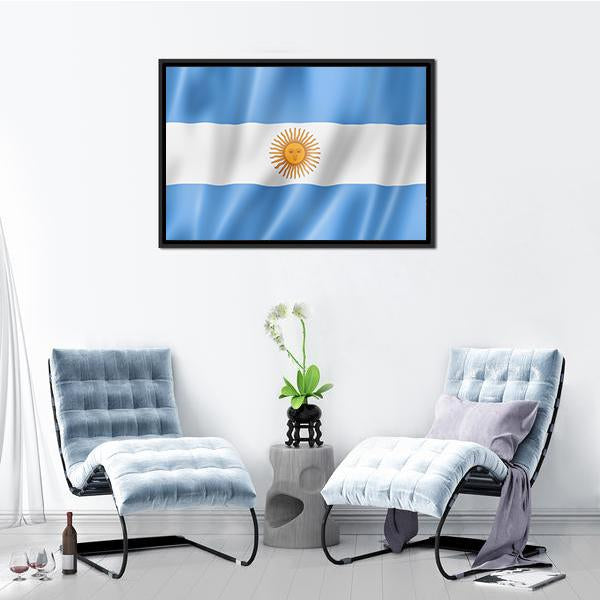 Waving Argentina Flag Canvas Wall Art-3 Horizontal-Gallery Wrap-25" x 16"-Tiaracle