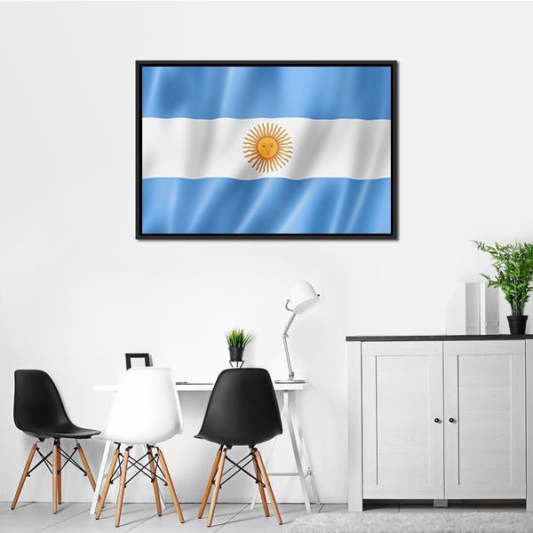 Waving Argentina Flag Canvas Wall Art-3 Horizontal-Gallery Wrap-25" x 16"-Tiaracle