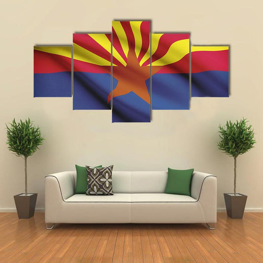 Arizona Flag Canvas Wall Art-5 Star-Gallery Wrap-62" x 32"-Tiaracle