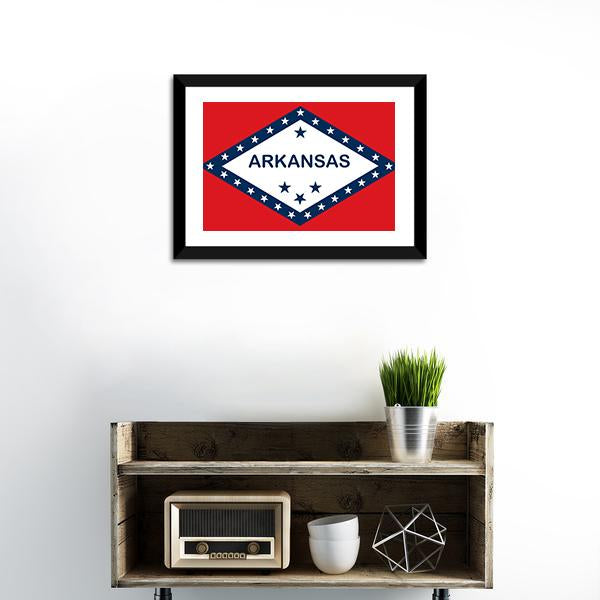Arkansas State Flag Canvas Wall Art-1 Piece-Framed Print-20" x 16"-Tiaracle