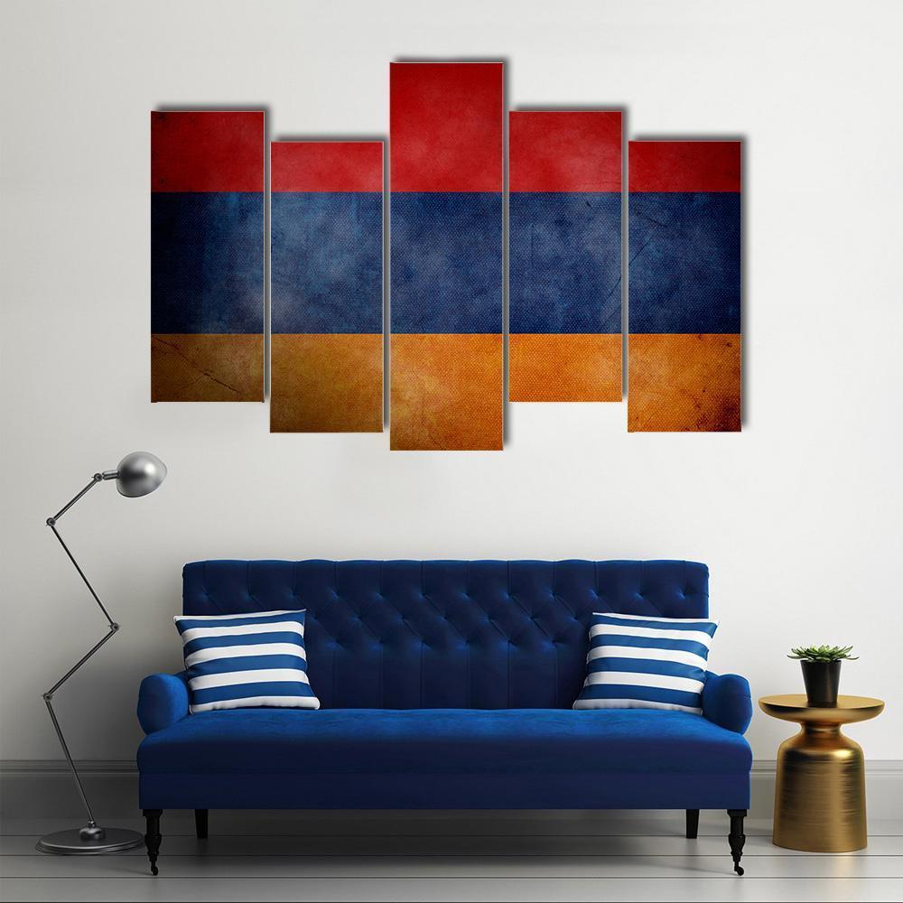 Grunge Armenian Flag Canvas Wall Art-5 Pop-Gallery Wrap-47" x 32"-Tiaracle