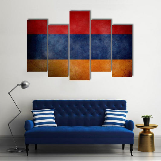 Grunge Armenian Flag Canvas Wall Art-5 Pop-Gallery Wrap-47" x 32"-Tiaracle