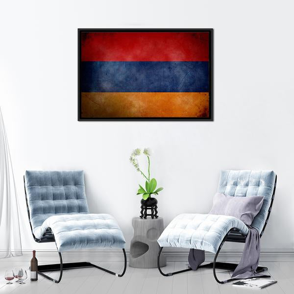 Grunge Armenian Flag Canvas Wall Art-3 Horizontal-Gallery Wrap-25" x 16"-Tiaracle
