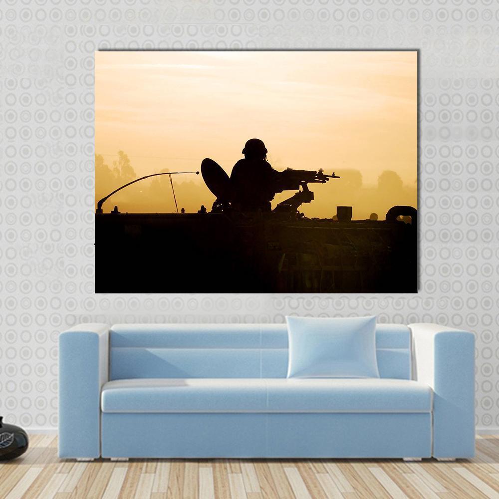 Soldier Preparing His Tank Canvas Wall Art-1 Piece-Gallery Wrap-48" x 32"-Tiaracle