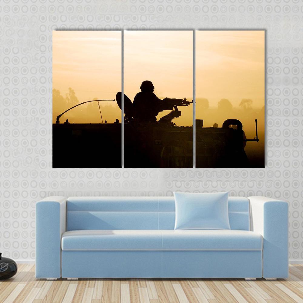 Soldier Preparing His Tank Canvas Wall Art-3 Horizontal-Gallery Wrap-37" x 24"-Tiaracle