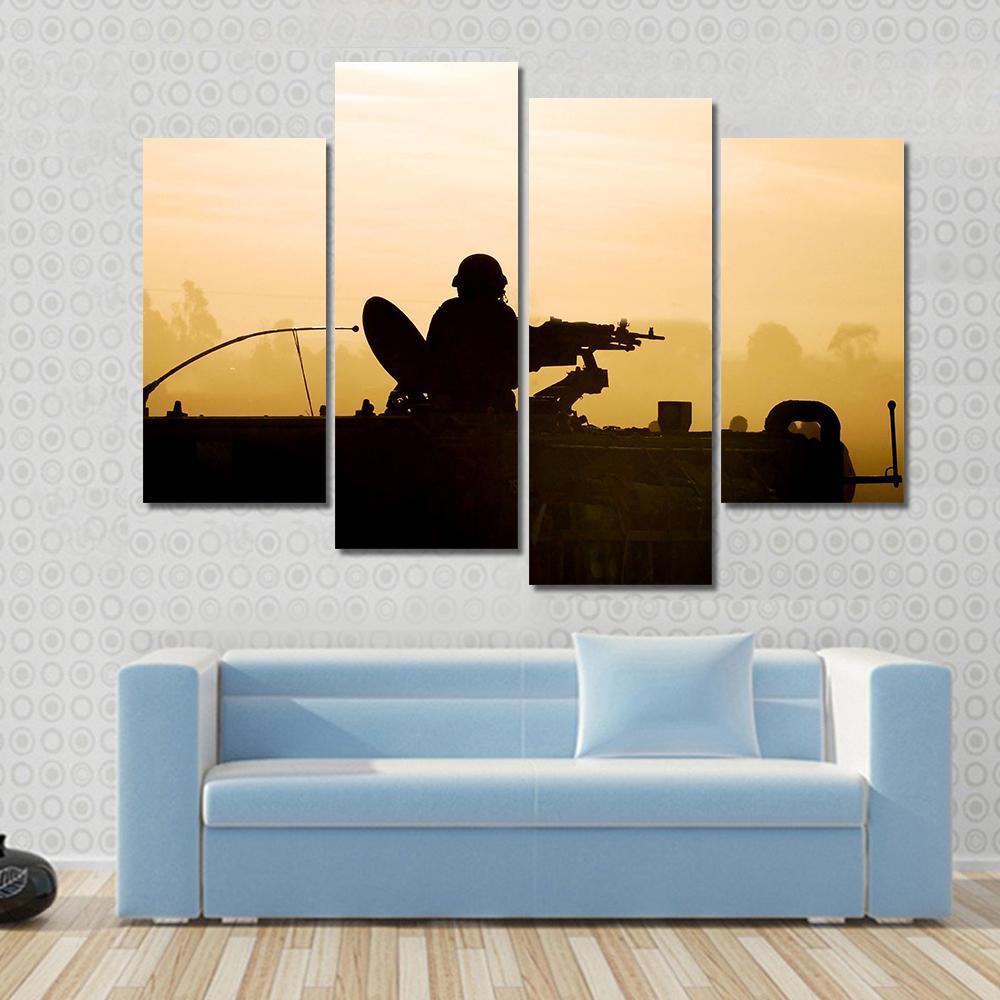 Soldier Preparing His Tank Canvas Wall Art-4 Pop-Gallery Wrap-50" x 32"-Tiaracle