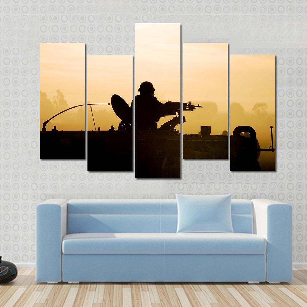 Soldier Preparing His Tank Canvas Wall Art-5 Pop-Gallery Wrap-47" x 32"-Tiaracle