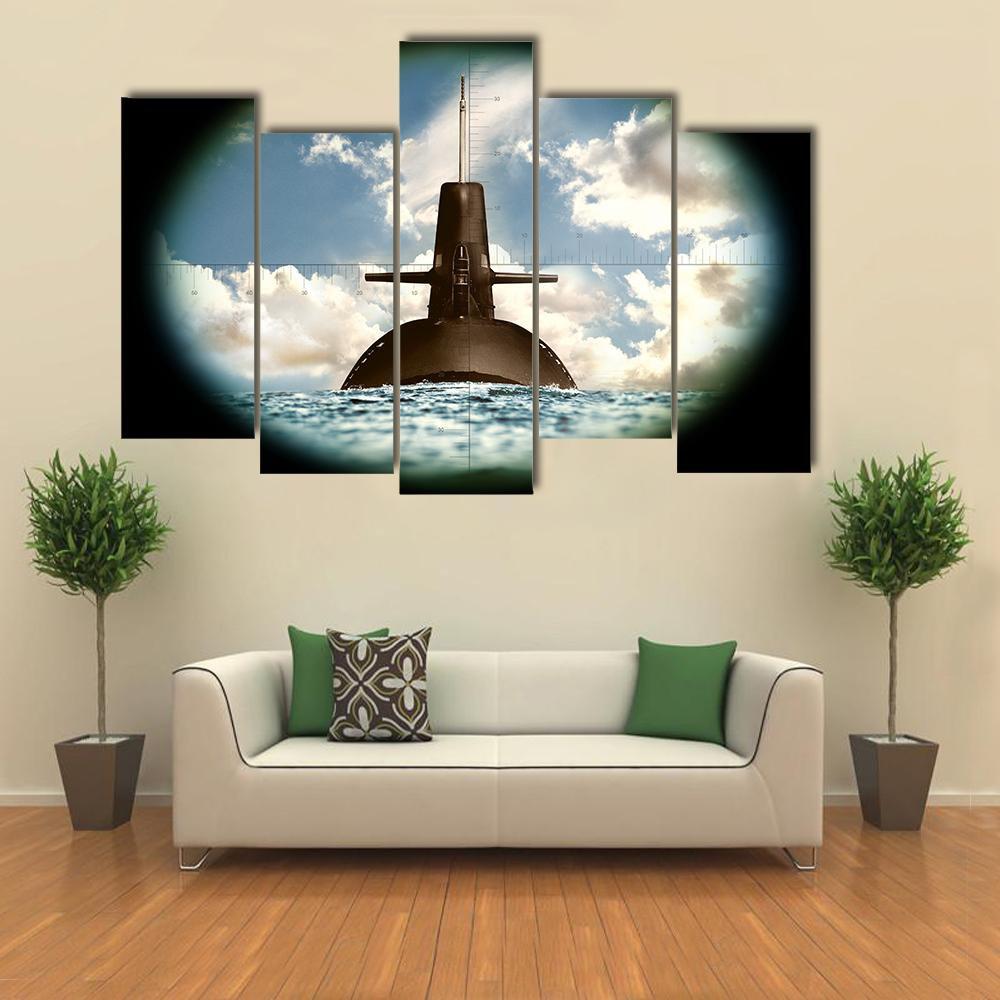 Army Weapon On Land Sea Canvas Wall Art-5 Pop-Gallery Wrap-47" x 32"-Tiaracle