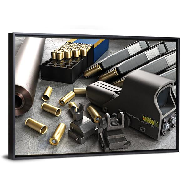 Assault Rifle Accessories Canvas Wall Art-3 Horizontal-Gallery Wrap-25" x 16"-Tiaracle