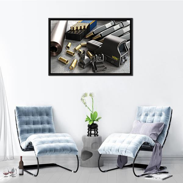 Assault Rifle Accessories Canvas Wall Art-3 Horizontal-Gallery Wrap-25" x 16"-Tiaracle