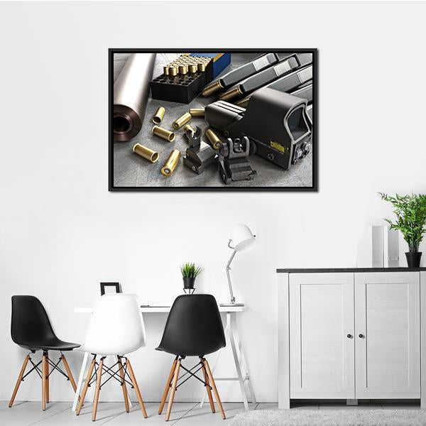 Assault Rifle Accessories Canvas Wall Art-3 Horizontal-Gallery Wrap-25" x 16"-Tiaracle