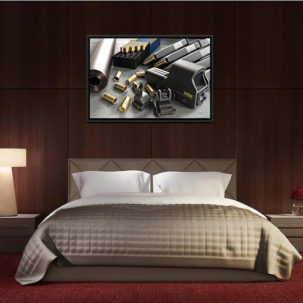 Assault Rifle Accessories Canvas Wall Art-3 Horizontal-Gallery Wrap-25" x 16"-Tiaracle