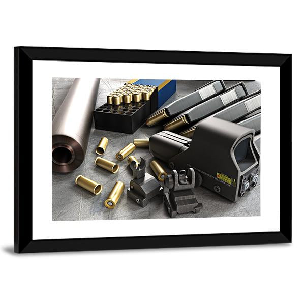 Assault Rifle Accessories Canvas Wall Art-3 Horizontal-Gallery Wrap-25" x 16"-Tiaracle