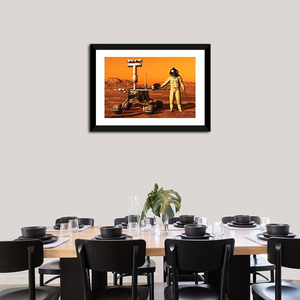 Astronaut & Mars Rover Canvas Wall Art-3 Horizontal-Gallery Wrap-25" x 16"-Tiaracle