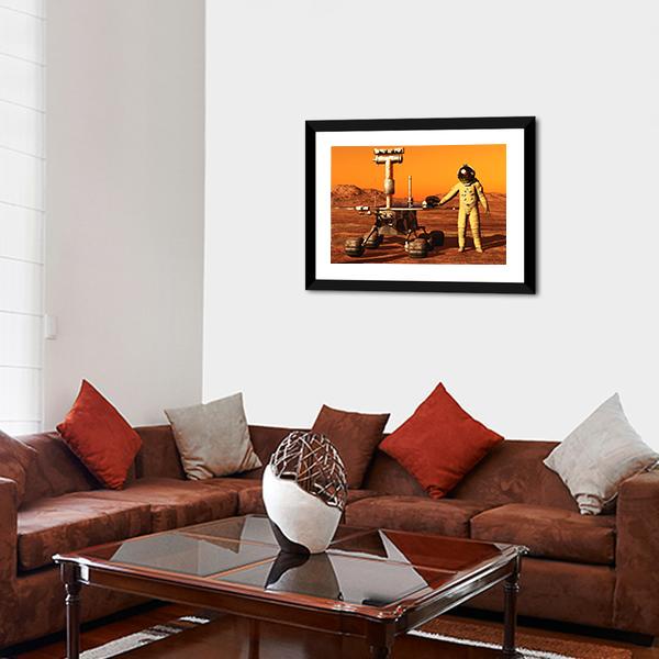 Astronaut & Mars Rover Canvas Wall Art-3 Horizontal-Gallery Wrap-25" x 16"-Tiaracle