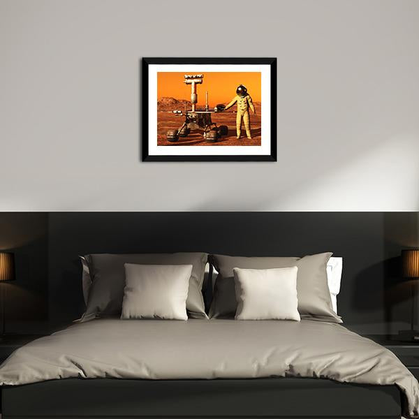 Astronaut & Mars Rover Canvas Wall Art-3 Horizontal-Gallery Wrap-25" x 16"-Tiaracle