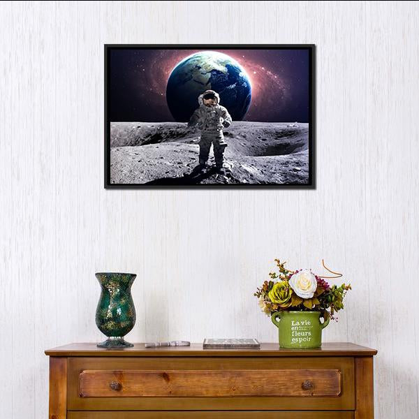 Astronaut Spacewalk Canvas Wall Art-1 Piece-Floating Frame-24" x 16"-Tiaracle