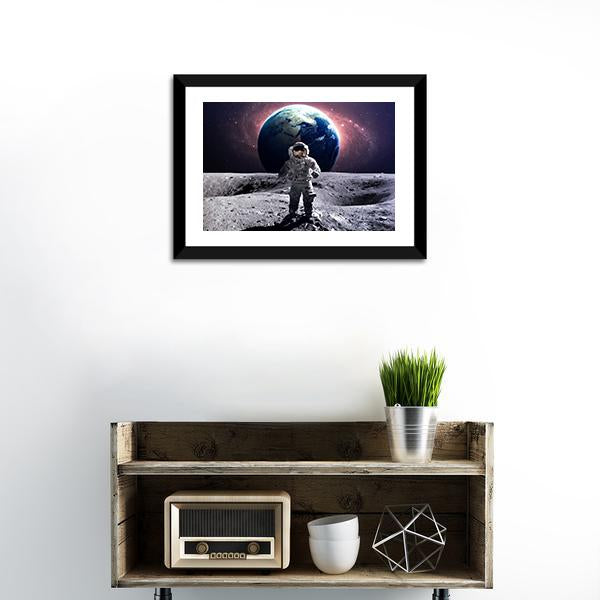 Astronaut Spacewalk Canvas Wall Art-1 Piece-Framed Print-20" x 16"-Tiaracle