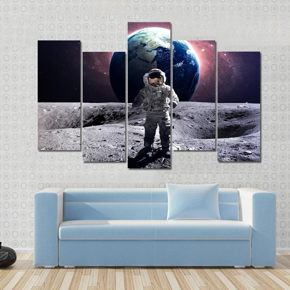 Astronaut Spacewalk Canvas Wall Art-5 Pop-Gallery Wrap-47" x 32"-Tiaracle