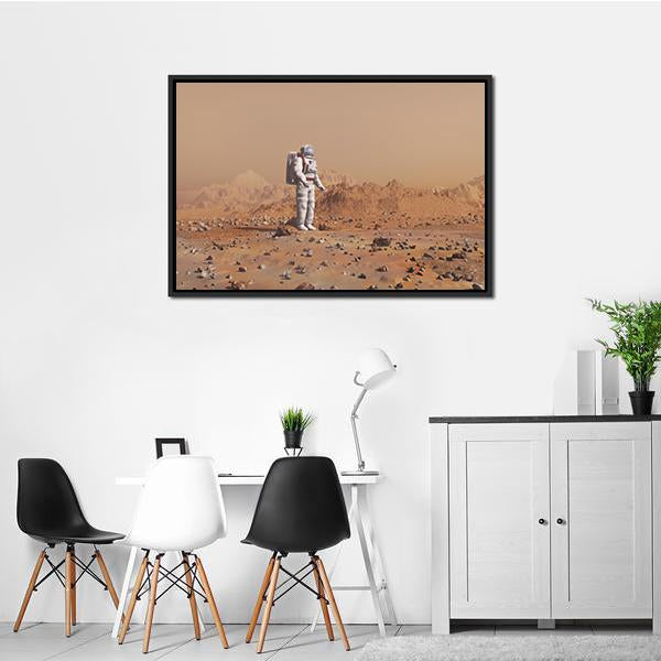 Astronaut Walking On Mars Canvas Wall Art-3 Horizontal-Gallery Wrap-25" x 16"-Tiaracle