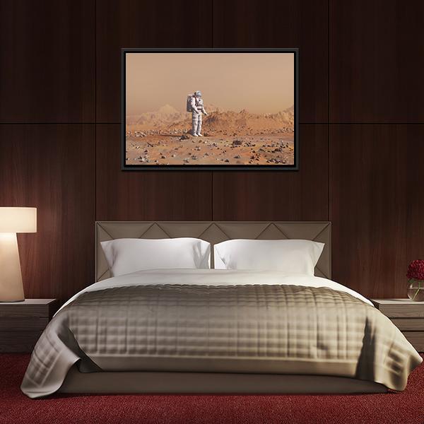 Astronaut Walking On Mars Canvas Wall Art-3 Horizontal-Gallery Wrap-25" x 16"-Tiaracle