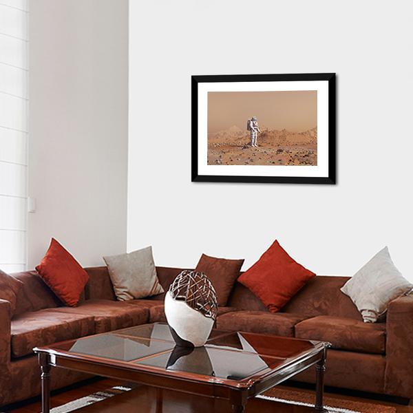 Astronaut Walking On Mars Canvas Wall Art-3 Horizontal-Gallery Wrap-25" x 16"-Tiaracle