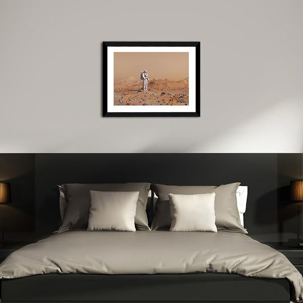 Astronaut Walking On Mars Canvas Wall Art-3 Horizontal-Gallery Wrap-25" x 16"-Tiaracle