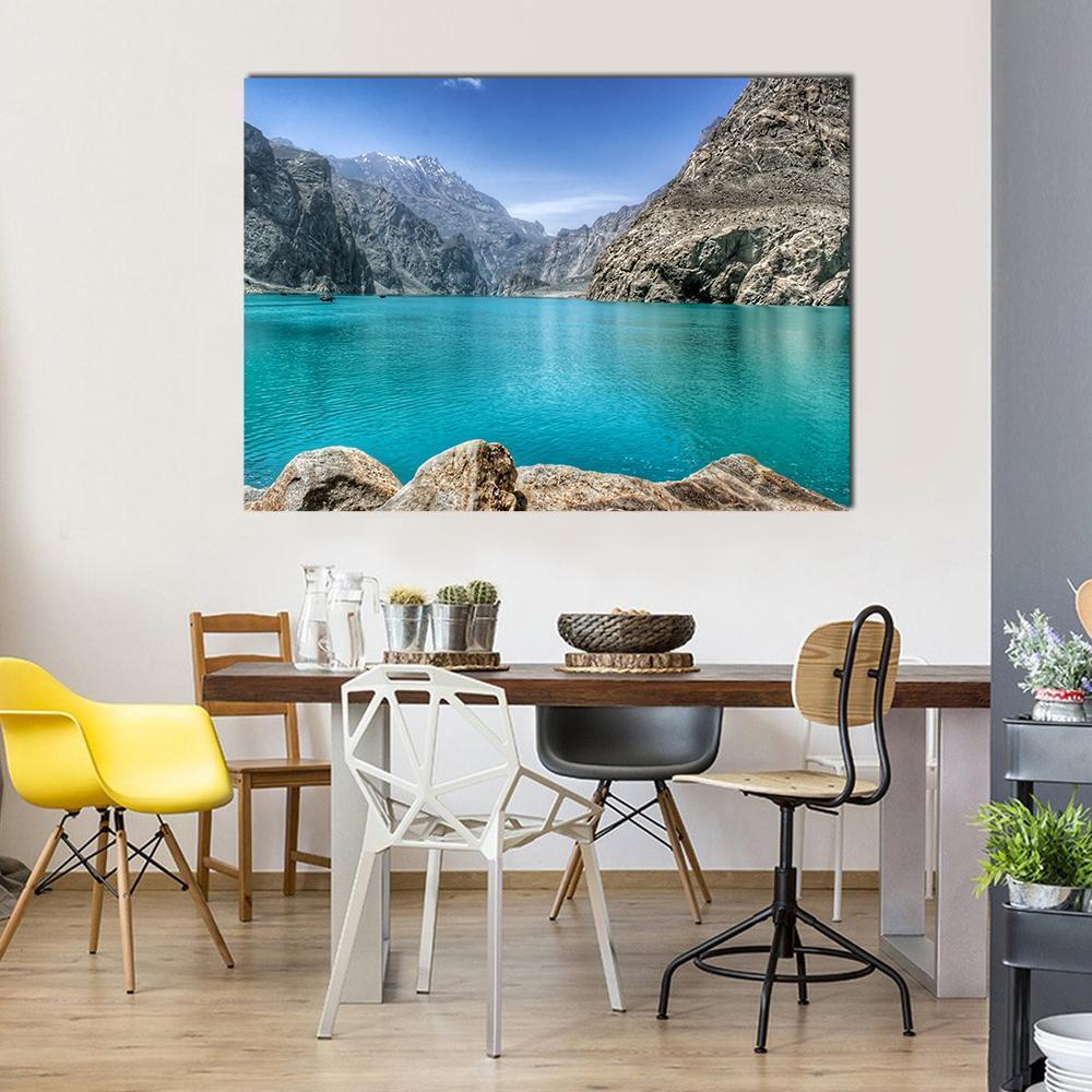 Attabad Lake In Pakistan Canvas Wall Art-1 Piece-Gallery Wrap-48" x 32"-Tiaracle