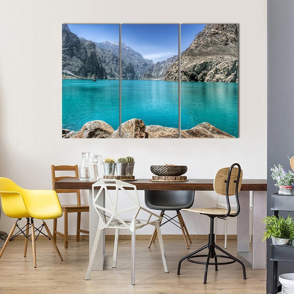 Attabad Lake In Pakistan Canvas Wall Art-3 Horizontal-Gallery Wrap-37" x 24"-Tiaracle